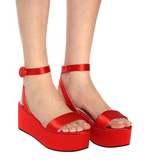 prada red platform sandals